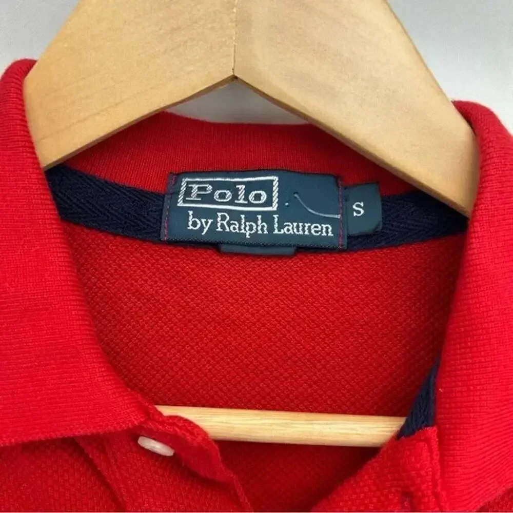 Vintage 90’s Polo by Ralph Lauren Men's Red and Blue Polo Shirt